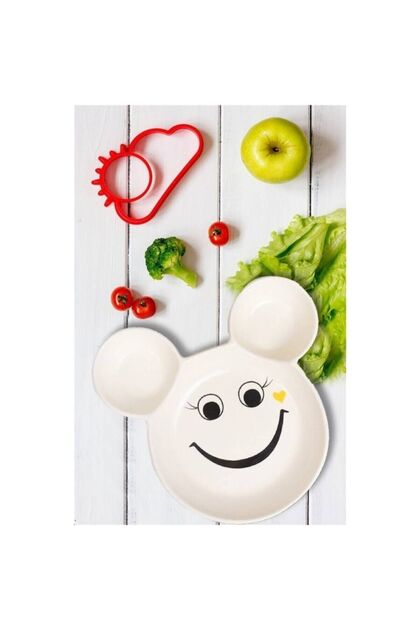 Duru Awm White Smiling Face Children's Breakfast Food Plate