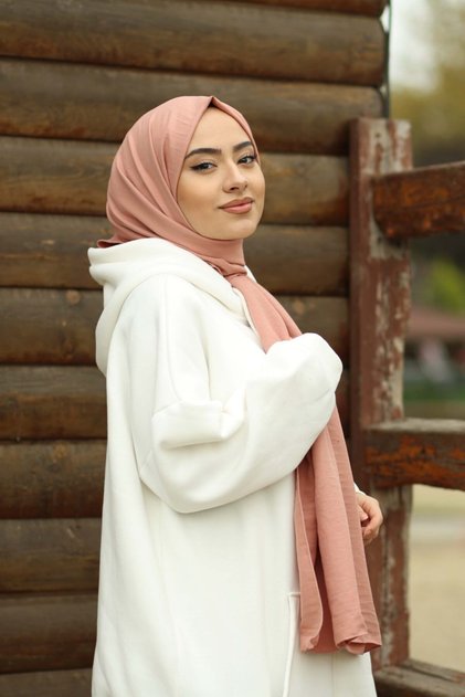 Tesettür Pamuk Kraş Cazz Şal Modeli -portakal Çiçeği