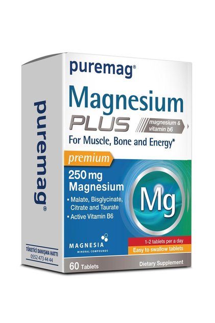 Plus 60 Tablet – Magnezyum Sitrat, Malat, Bisglisinat, Taurat ve P-5-P