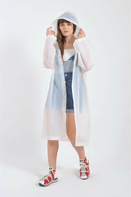 Unisex White Raincoat, Transparent Waterproof PVC Stylish Overclothes Eva Raincoat, Transparent