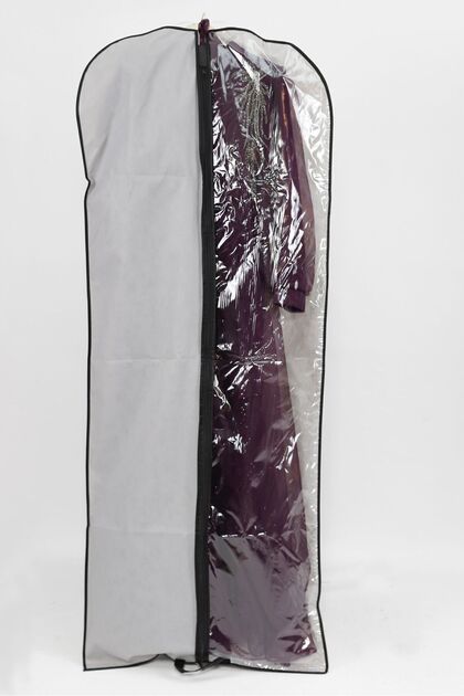 Umut Evening dress clothes protective cover, long length dress carrier,  transparent window 64x160 cm, black- Trendyol