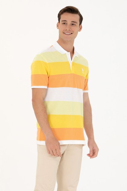 Men's Orange Polo Collar T-Shirt