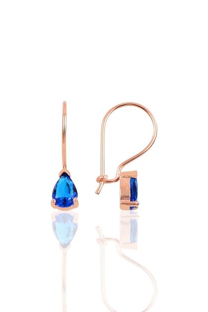 Gümüş Safir Taşlı Damla Modeli Çengelli Küpe Sgtl10118safir