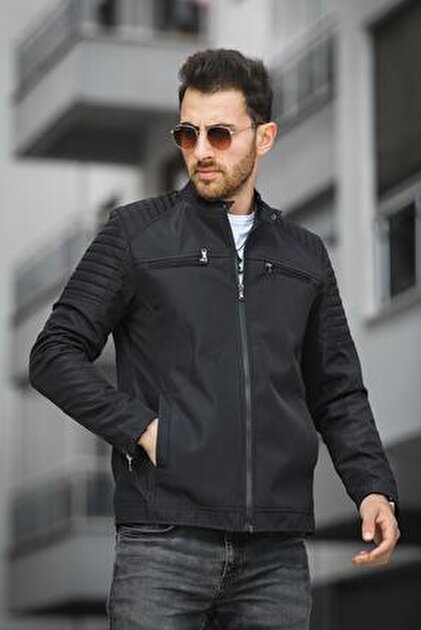 Jaglion New Season Black Leather Jacket- Trendyol
