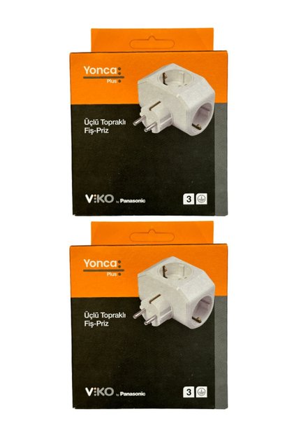 Viko Triple Grounded Plug Socket Yonca Plus White (2 Pieces)