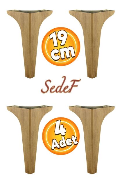 Sedef Lüks Mobilya Kanepe Tv Ünitesi Konsol Koltuk Ayağı 19 Cm Açık Ceviz Ayakları 4 Adet