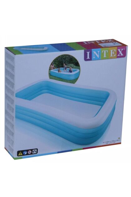 Large Inflatable Family Pool with 3 Rings 305x183x56 Cm -58484