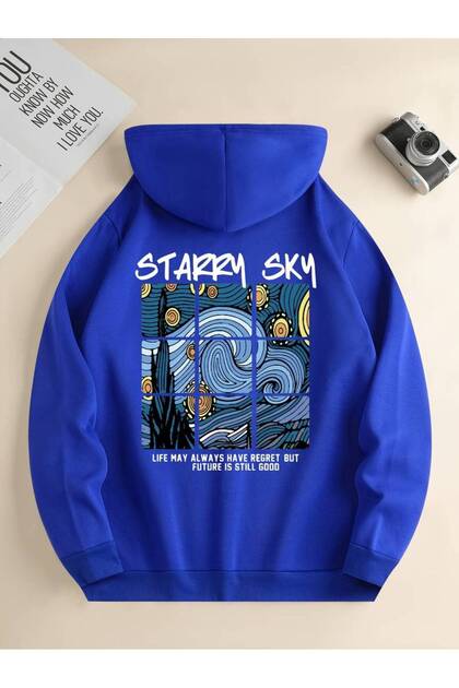 Starry Sky Printed Hooded Sweatshirt