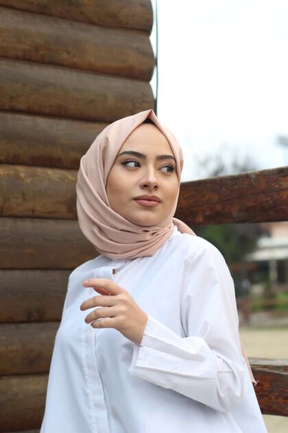 Tesettür Pamuk Kraş Cazz Şal Modeli -uçuk Pembe