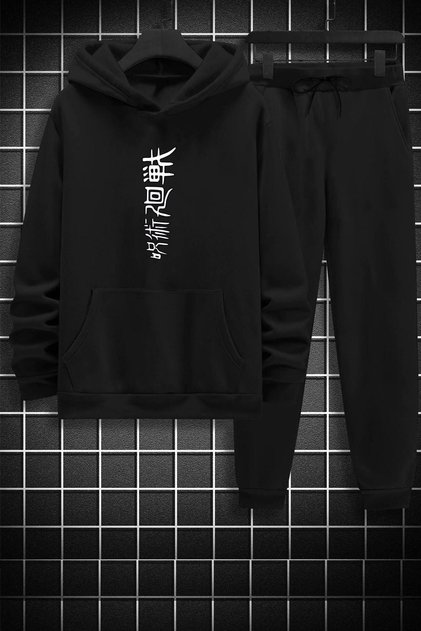 Unisex Özel Tasarım Jujutsu Kaisen Baskılı Üst Alt Eşofman Takımı