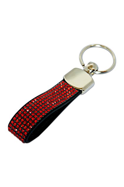 Stone Keychain Gold-Plated Crystal Stone Covered Key Black