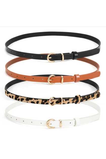Set of 4 Women's Belt with Gold Buckle