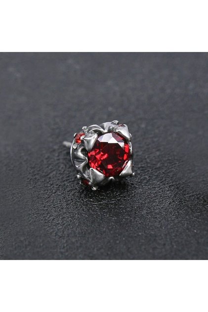 Red Stone Gothic Nail Model Vintage Stainless & Tarnish-Resistant Unisex Earrings