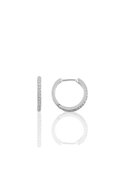 Gümüş 14 Mm Rodyumlu Zirkon Taşlı Tamtur Halka Küpe Sgtl10140rodaj