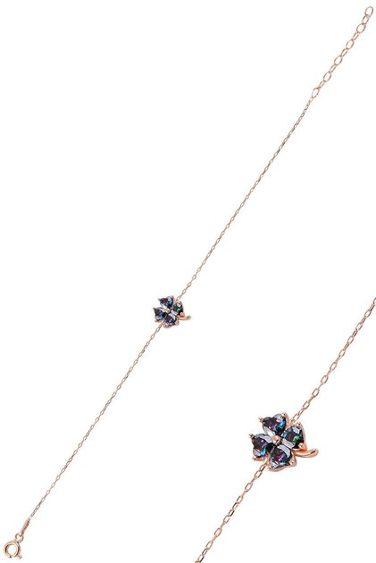 Gümüş Mistik Topaz Taş Rengi Yonca Modeli Bileklik Sgtl10090mistik