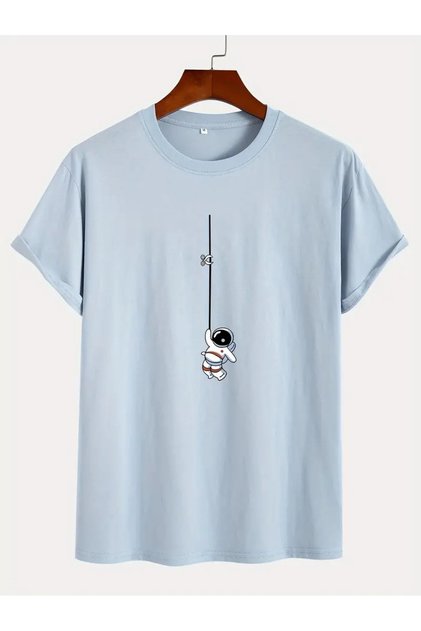 Unisex Baby Blue Astronaut Printed Oversize T-Shirt