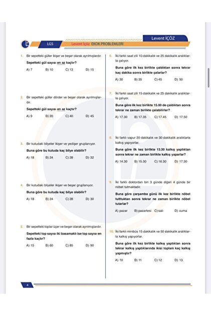 levent içöz Lgs Matematik-lgs En En En Başlangıç Seti 4 Lü Set