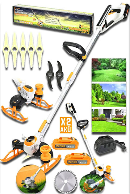 Graizer S-21 V Çift Akülü Çelik Şanzuman Ot Çim Çalı Diken Biçme