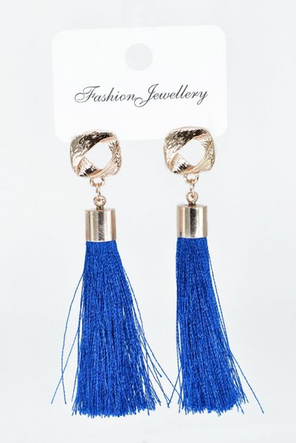 Asymmetrical Design Figured Tasseled Long Gold Earrings