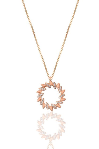 Gümüş Rose Zirkon Taşlı Güneş Kolye Sgtl11807rose