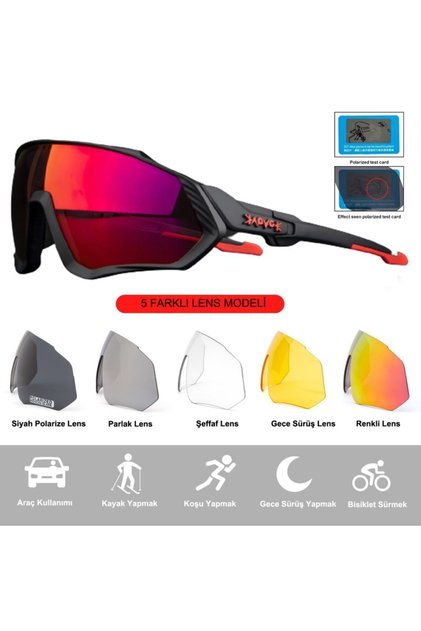 Typhoon Değişebilir 5 Lens Mtb Polarize Bisiklet Spor Dağ Kayak Gözlüğü
