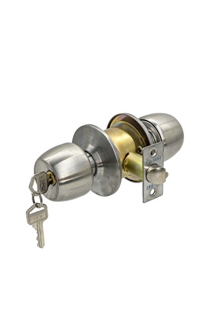 Gray Satin Door Handle - Hotel Type with Knob and Lock, A Quality