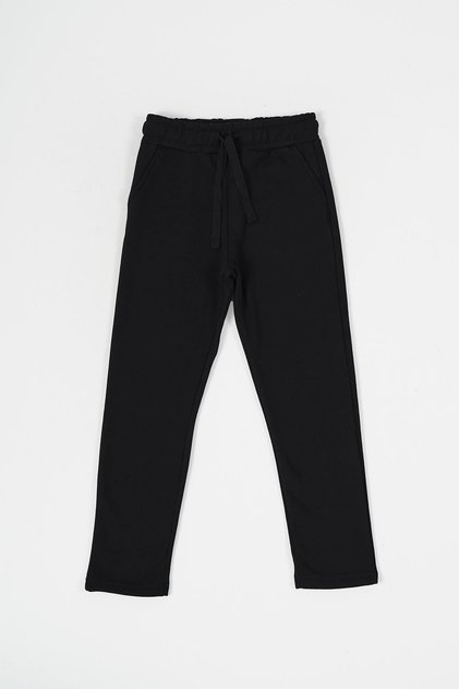 Black Thick Cotton Elastic Waist Side Pocket 5-6-7-8-9-10-11-12 Years Old Boy's Sweatpants Mtlcc98