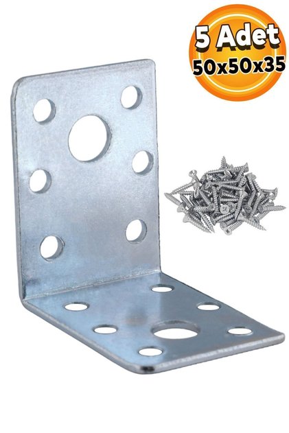 Mobilya Eşya Dolap Yatak Duvara Sabitleme Köşebent Bağlantı Aparatı L Demiri Gönye 50x50x35mm 5 Adet