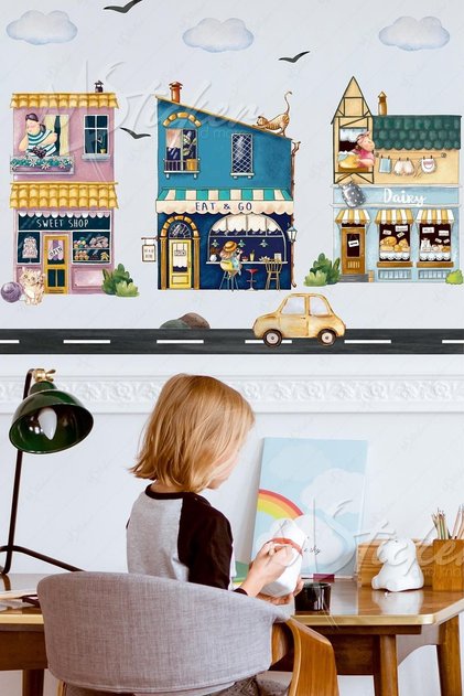 Vintage Neighborhood Kids Baby Room Sticker Set