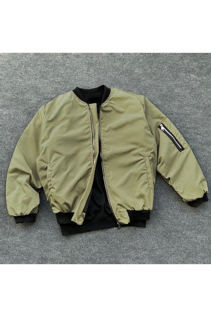 Erkek Oversize Bomber Ceket Kolej Yaka