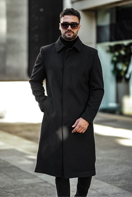 Men's Slim Fit Long Cashmere Coat