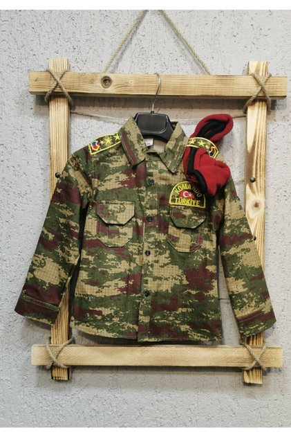 Erkek Çocuk Bordo Bereli Komando Asker Takım
