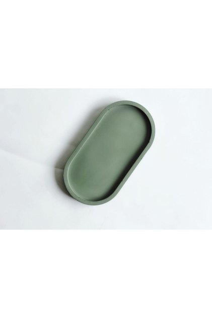 Dekoratif Oval Beton Biblo Tabak Beton Takı Tabağı Mum Tabağı Organizer Mumluk Tütsülük