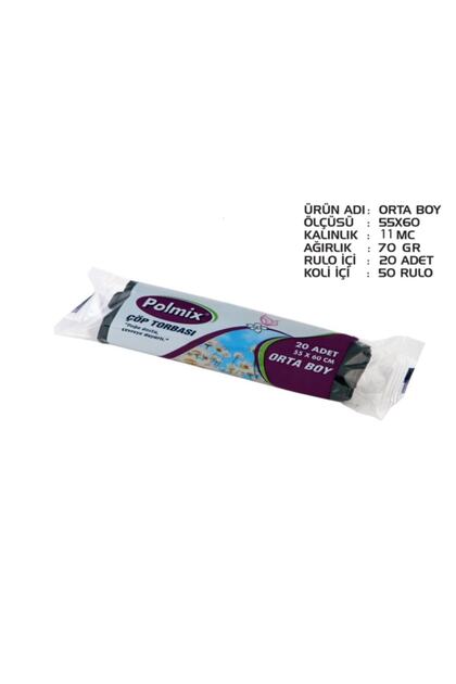 Standart Orta Boy Çöp Torbası 55x60 Cm 50 Rulo Siyah