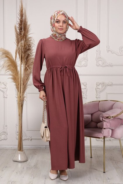Waist Rope Detailed Hijab Dress