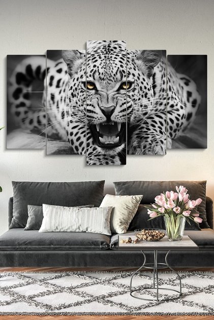 Leopar 5 Parçalı Mdf Tablo