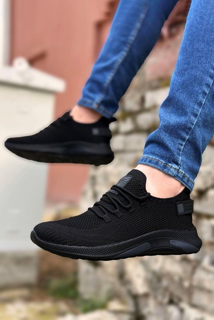 Tricotaje negre tricotate, pantofi sport ușori pentru bărbați