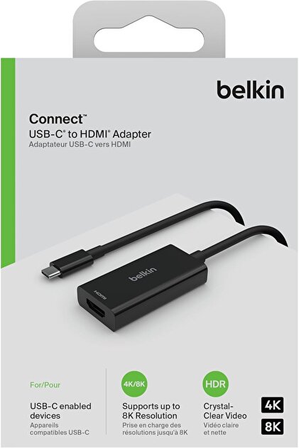 Belkin USB-C - HDMI 2.1 kablo, 60 Hz'de 8K için 2 m kablo, 144 Hz'de 4K, HDR, HBR3, DSC, HDCP 2.2, Macbook, iPad Pro ve diğer USB-C cihazları ile uyumlu Fiyatları, Özellikleri