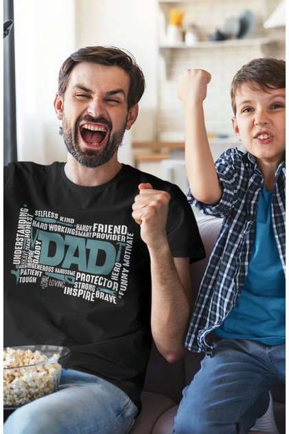 Oversize Dad Dad Written T-shirt, Father's Day Themed T-Shirt