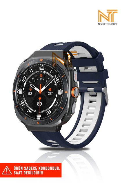 Samsung Galaxy Watch Ultra 47mm Uyumlu Metal Tokalı Sport Yumuşak Silikon Kordon