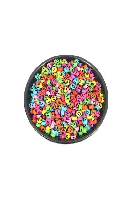 50 Gr Harf Boncuk 4x7mm Karışık Renkli Harf Boncuk (50 Gr ~375 Adet)