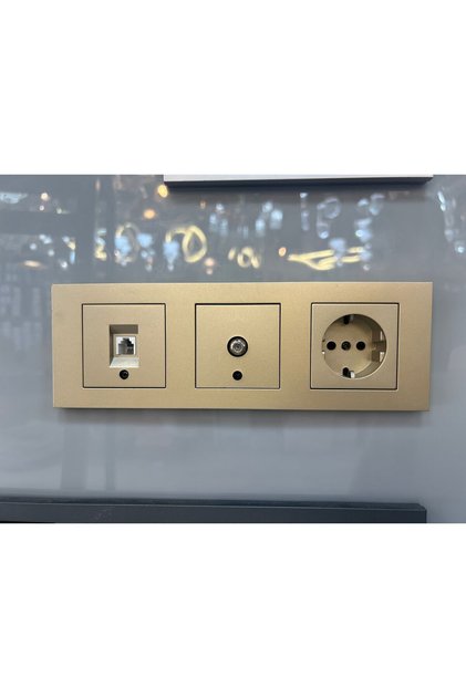 Grano Titanyum Üçlü Set Uydu Prizi(TV) Numeris Topraklı Priz