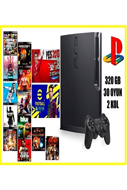 Sony Ps3 Slim 320 Gb Oyun Konsolu 30 Oyun 2 Kol 12 Ay Garanti