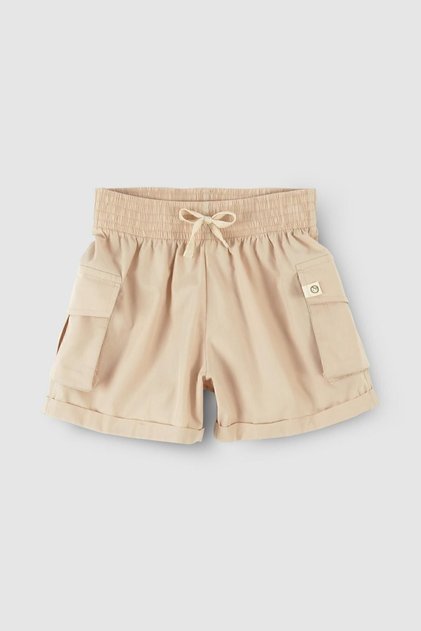 Kids' Cargo Pocketed Shorts, Beige, Organic Cotton