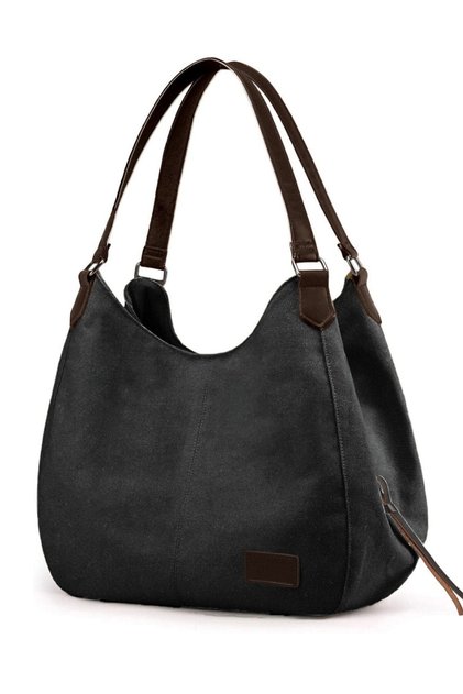 3286 Lonia Women's Black Canvas Cotton Daily Shoulder Hand Waterproof Tote Bag