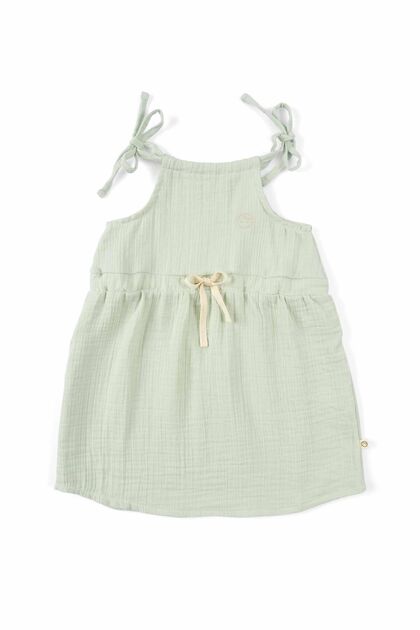 Muslin Strap Dress Green Organic Cotton