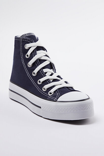 Trendyolmilla Shoes Lacivert Bağcıklı Kadın Yüksek Bilekli Spor