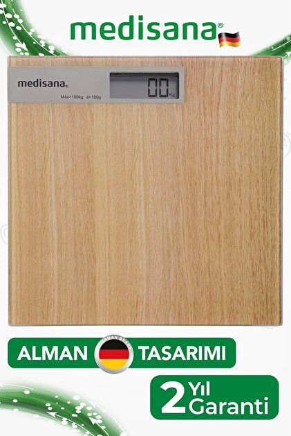 Alman Tasarım Ahşap Görünümlü Cam Baskül Tartı 48440