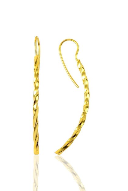 Gümüş Altın Rengi Uzun Çubuk Küpe Sgtl9654gold