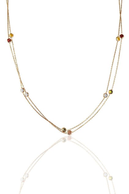 Gümüş Rose Renkli Zirkon Sıra Taşlı Kolye 100 Cm Sgtl10508rose